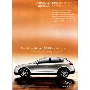2008 Infiniti EX Luxury Crossover SUV Vintage Print Ad Side View Wall Art